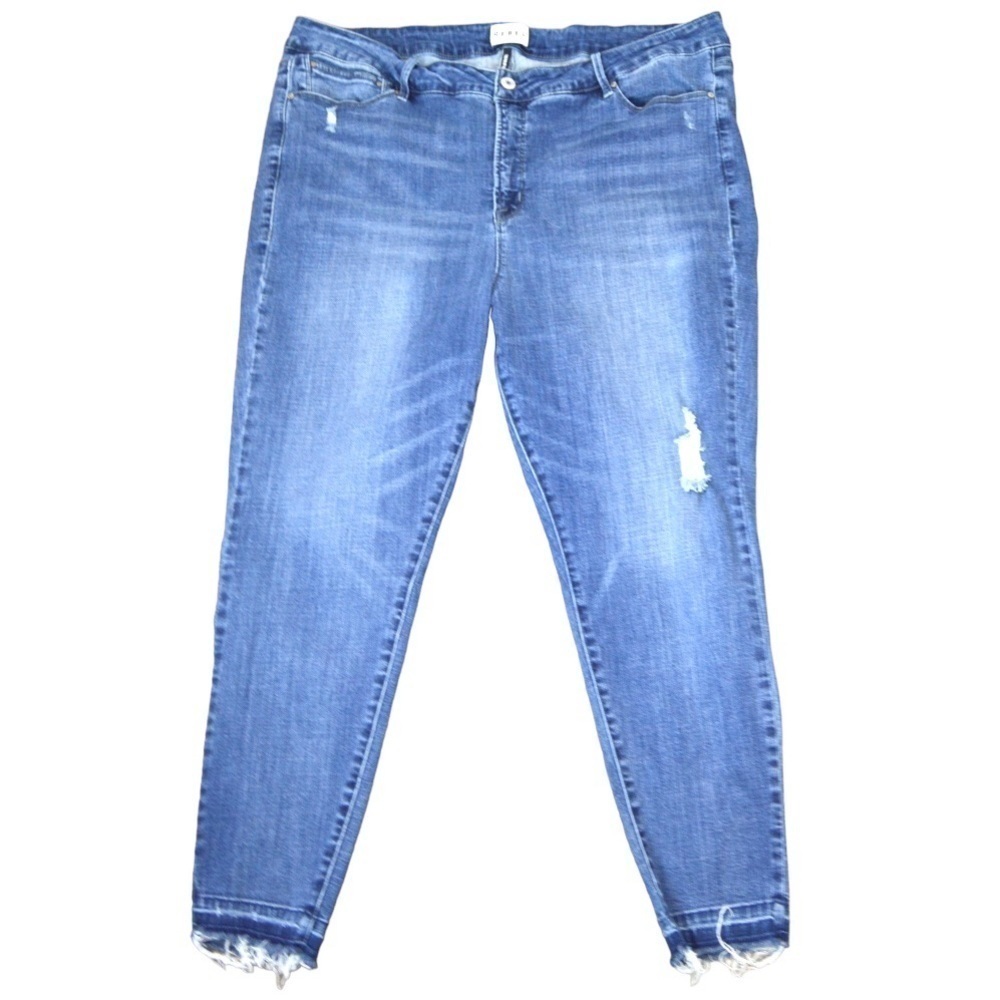 Rebel Wilson x Angels Pin Up Crop Lightly Distressed Skinny Ankle Raw‎ Hem Jeans